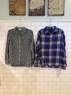 Set of two - Plaid Button-Down Women's Shirts